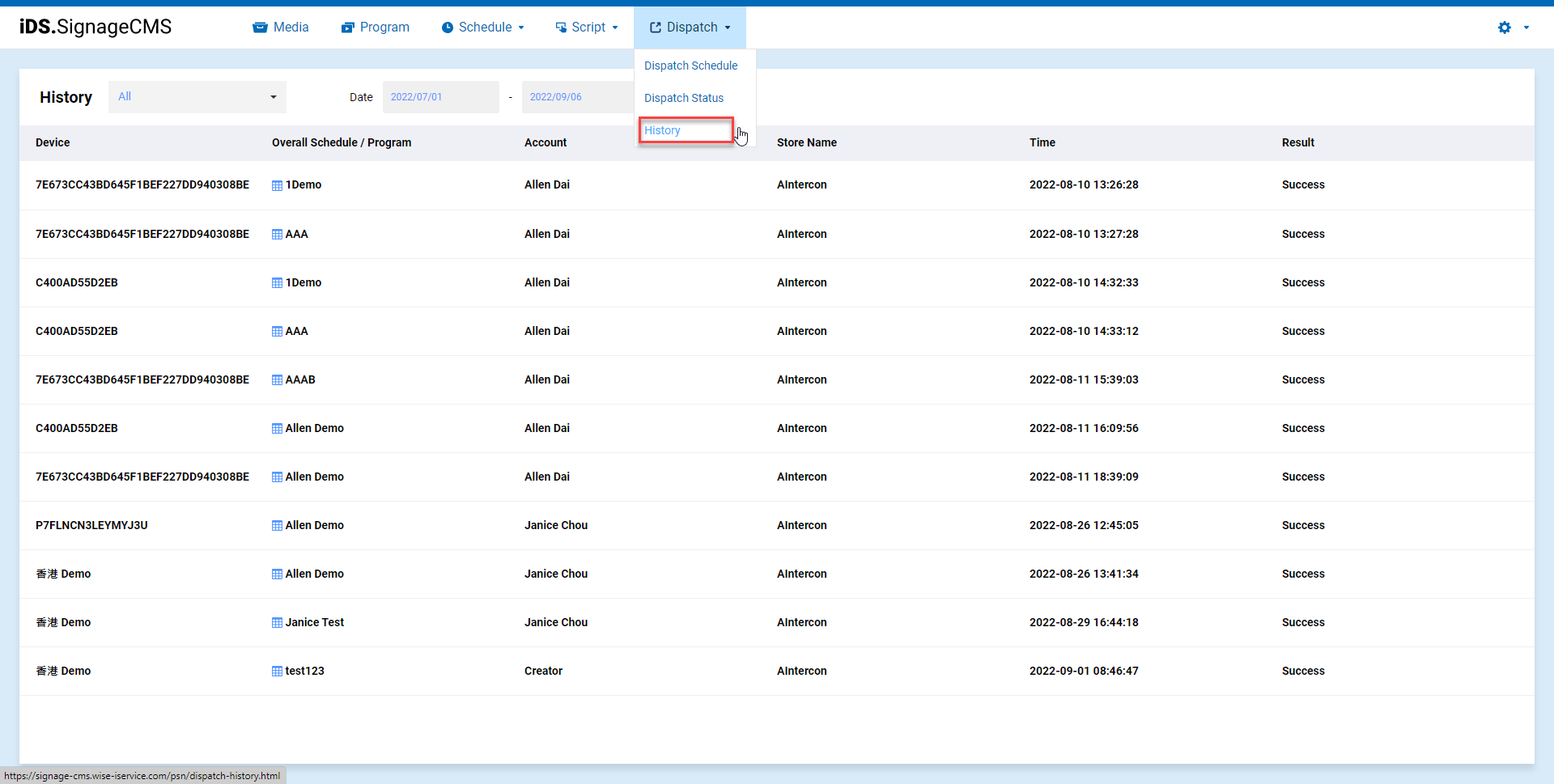 Create Program and Schedule Dispatch | Advantech WISE Learning Hub