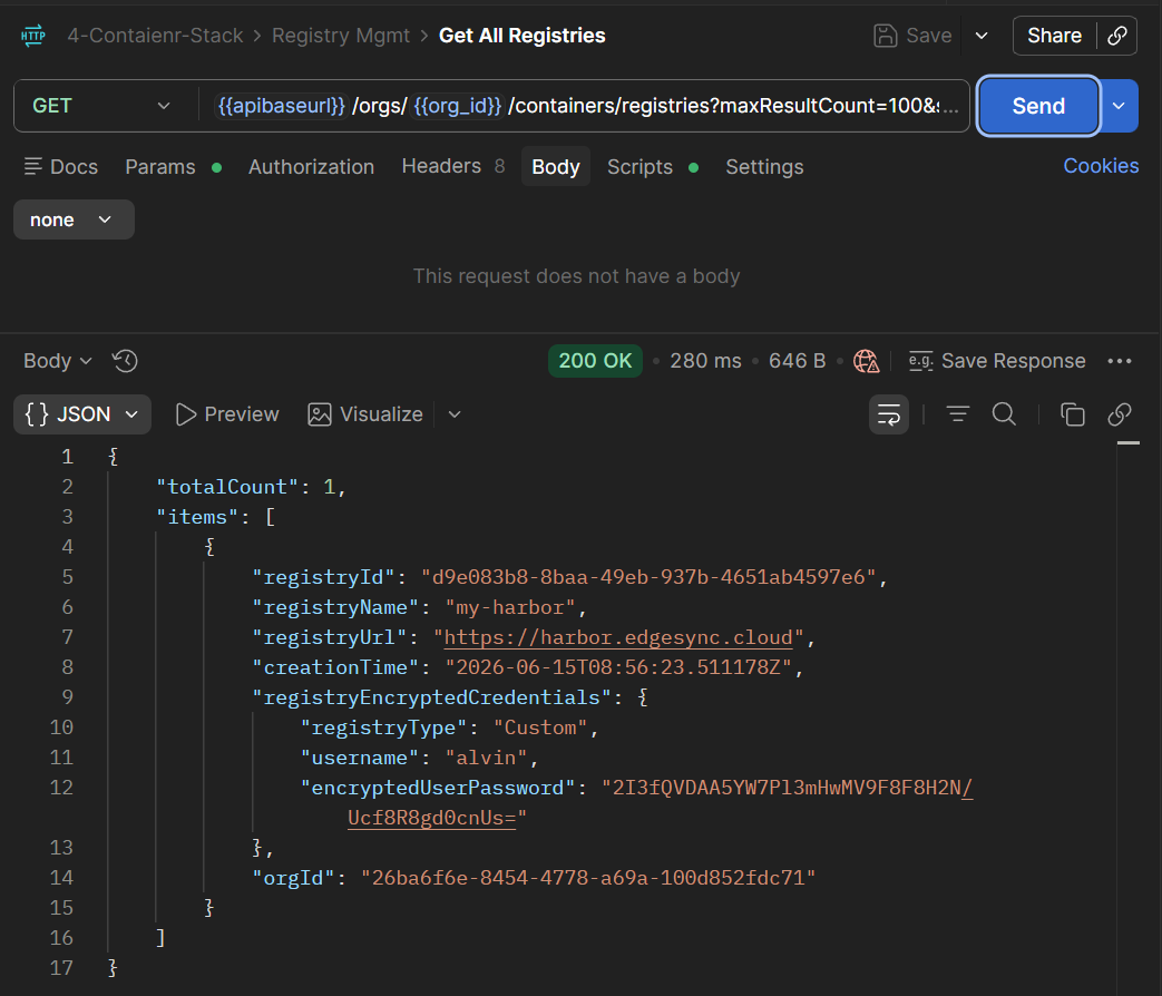 postman get registry