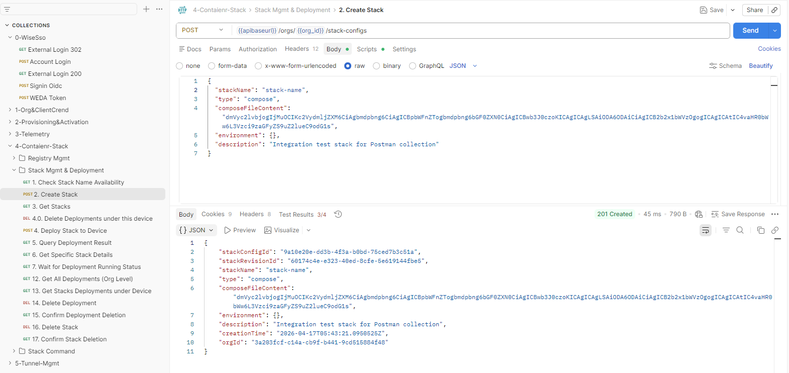 postman create stack