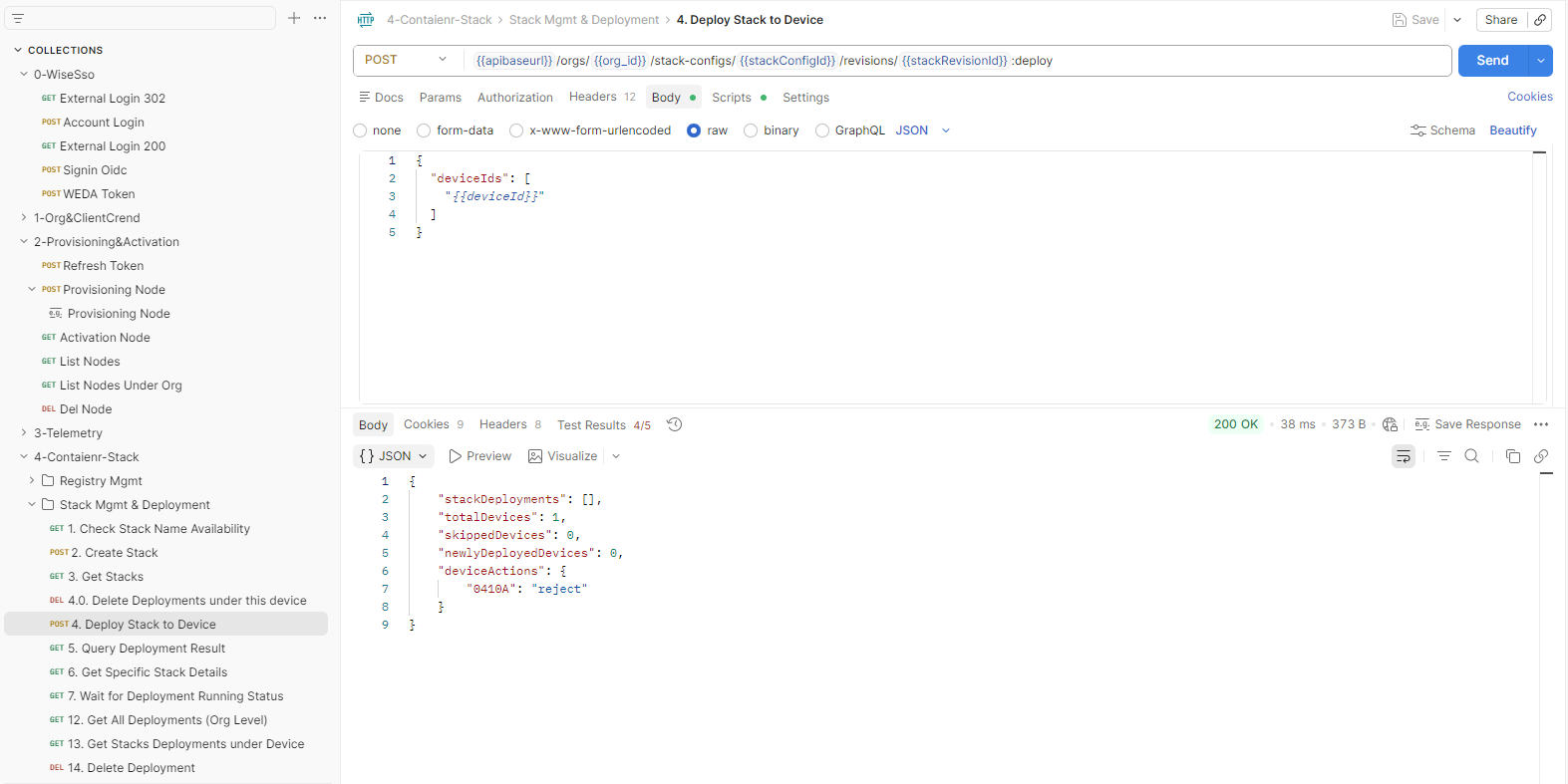 postman deploy stack