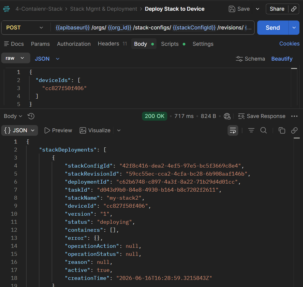 postman deploy stack