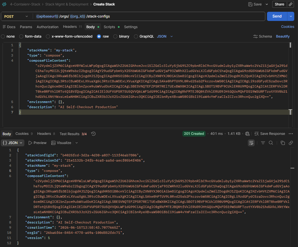 postman create stack